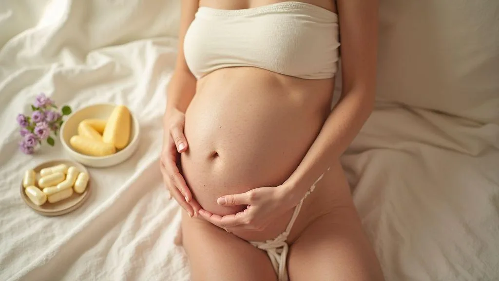 cuidado-de-la-piel-durante-el-embarazo-para-prevenir-estrias-con-aceites-nutritivos-y-cremas-con-vit